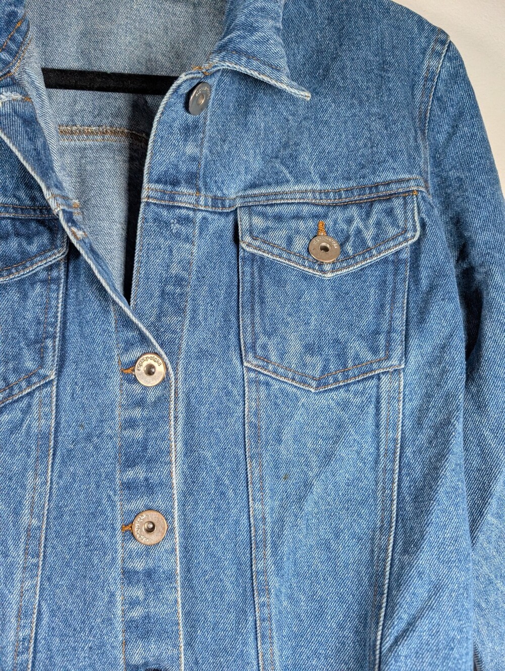 Eighty Eight Blue Denim Jacket with Contrast Stitching **Missing Button** - Picture 4 of 6